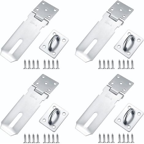 4 Stück Türvorhängeschloss, Vorhängeschloss-Riegel, Vorhängeschloss-Haspel, Außentürriegel, Türvorhängeschloss-Riegel, Türriegel mit Schrauben, Türvorhängeschloss für Türen, Schränke (1/5)