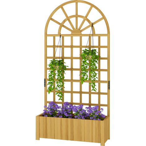 Jardinière treillis bac à fleurs bois massif trou drainage 90x30x180 cm