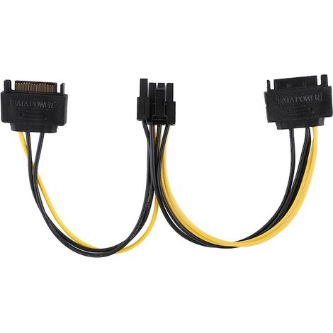 Adaptateur secteur double SATA 15 broches vers PCI-E 8 broches, Bizaical, 20 cm, compatible avec disque dur SATA (1/5)