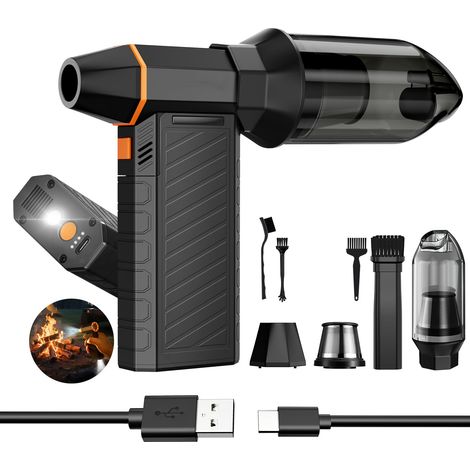 2 in 1 Magnetischer Elektrische Staubgebläse &amp Staubsauger 130000RPM Air Duster LED-Leuchten 3 Gänge Wiederaufladbarer Bürstenloser Motor für PC, Tastatur, Auto, Zuhause, Außen