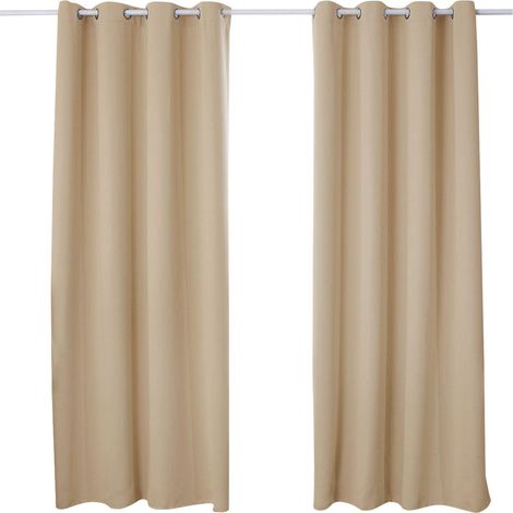 WOLTU Lot de 2 Rideaux occultant à Oeillets, Rideau Isolant intérieur 135x245cm, Champagne VH5877cp-2 (1/5)