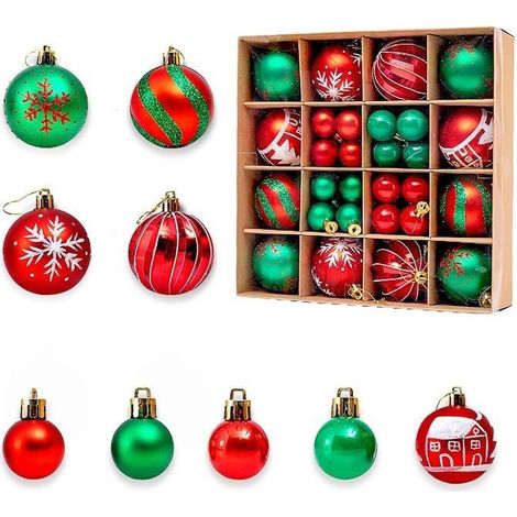 Décorations de Noël à suspendre - KAGOLOW - Lot de 44 pièces - Plastique incassable - Mat, miroir, paillettes (1/5)