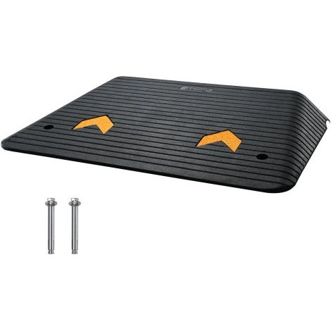 Schwellenrampe Vollgummi Türschwellenrampe 15Tonnen Tragfähigkeit Bordsteinrampe mit Kanal 90,2x62x10,2cm Rollstuhlrampe Auffahrrampe Gummirampe Ideal für unebenen Boden Bordsteinkanten (1/5)