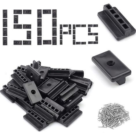 150 Pièces Fixation Lame de Terrasse Composite, 6 mm Type T Attaches Cachées pour Terrasse, Noir Clips de Fixation en T pour Terrasse, avec 150 Vis M4 pour Revêtement Sol Stratifié-WPC/BPC