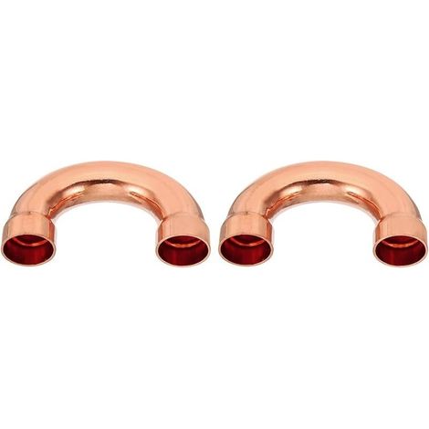 2pcs Raccord Coudé Cuivre pour Tuyaux Gaz, 22mm Raccord Tuyau d'Arrosage Durite Essence, Raccords Tuyauterie à Pression pour HVAC Climatisation Plomberie, Épaisseur 1mm - U Forme (1/4)