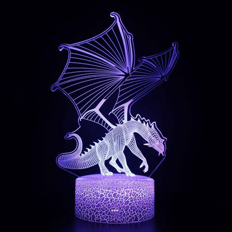 veilleuse Dinosaure Pour Enfants, Veilleuse Illusion 3d, 16 Changements De Couleurs Avec Tlcommande, Dcoration De Chambre, Cadeau Pour Enfants, Ga (1/5)