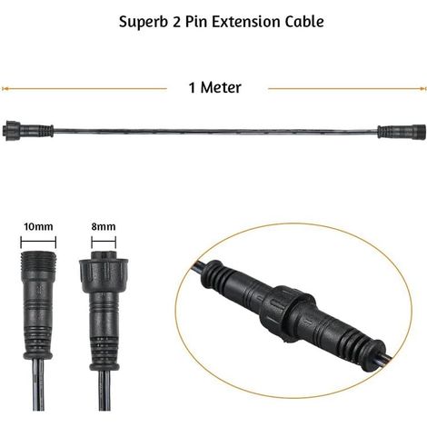 Cavo di prolunga da 10 pezzi, confezione da 5, 1 m, con connettori maschio e femmina, resistenza all'acqua IP67, adatto solo per luci da ponte - (colore: nero) (1/4)