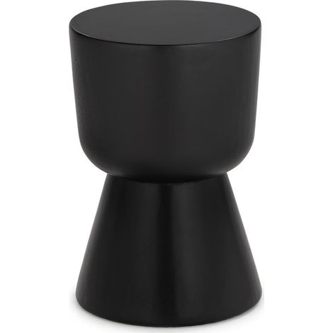 Tabouret rond en bois de suar noir - Noir (1/3)