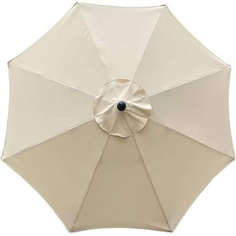 Toile de rechange parasol 8 baleines diamètre 3m tissu de remplacement imperméable résistant aux uv beige (1/4)