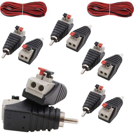 10 Pièces RCA Connecteur RCA vers Haut-parleur Adaptateur de fil Subwoofer Haut-parleur Phono RCA Mâle vers AV 2 Borne à vis Vidéo Audio Ressort Presse Type Balun pour CCTV (1/4)