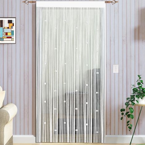 100x200cm Blanc Rideau De Porte en Perles Rideau Anti Mouches pour Porte Exterieur Moustiquaire Rideaux Rideau Anti Mouche Exterieur Cloison De Séparation De Pièces (1/4)