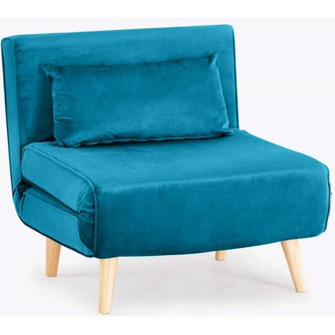 Domo Mea Poltrona Letto Blu Verde - Design Scandinavo Moderno - Velluto Comodo