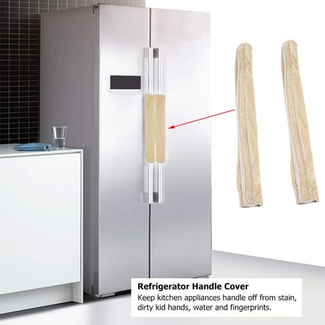 2 Stück Kühlschranktürgriff-Abdeckungen, Ofen-Antirutschhandschuhe für Küchengeräte (Beige) (1/5)
