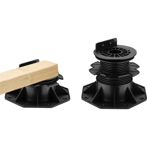 Wiltec Pedestales regulables 70-145 mm para madera y aluminio, carga de 600 kg, soportes piso terraza con compensación de pendiente del 5 %, para baldosas, tarimas y tablones (1/5)