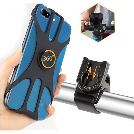 Support téléphone vélo Universel 360° Rotation Réglable Porte pour Guidons de Bicyclette/Moto Compatible avec iPhone,Noir (1/4)