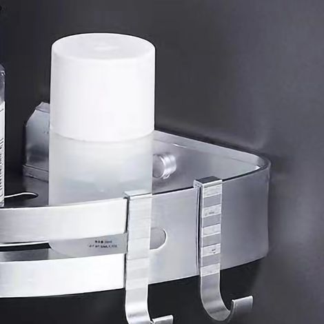 Duschablage aus Aluminiumlegierung (ohne Bohren), dreieckiges Eckregal fürs Badezimmer, silberfarbene Wandaufbewahrung für Zuhause