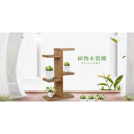 Mini étagère de rangement en bois à plusieurs niveaux pour plantes, présentoir décoratif pour plantes grasses, support à fleurs pour l'intérieur et l'extérieur, maison ou bureau. (1/5)