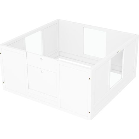 Caisse mise bas chiot petite moyenne taille entrée réglable pieds antidérapants blanche 80x60x60cm