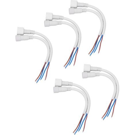 Lot de 5 raccords électriques 2 broches étanches IP65 mâle femelle avec capuchons filetés pour LED auto, câble 17AWG ABS (1/5)