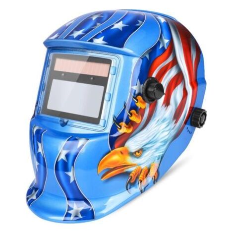 QORVA-(Bleu) Masque de Soudeur, Auto Assombrissement Solaire Masque de Soudage, Grande Visibilité Auto Darkening Casque de Soudage, avec Protection DIN 9-13 pour TIG MIG Arc (1/5)