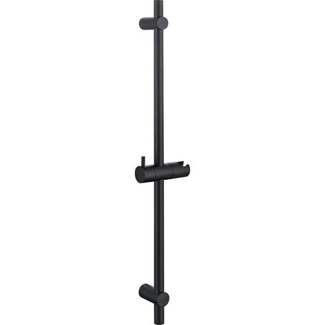 Barre de douche 70cm noire, acier inoxydable 304, support orientable 360° (1/5)
