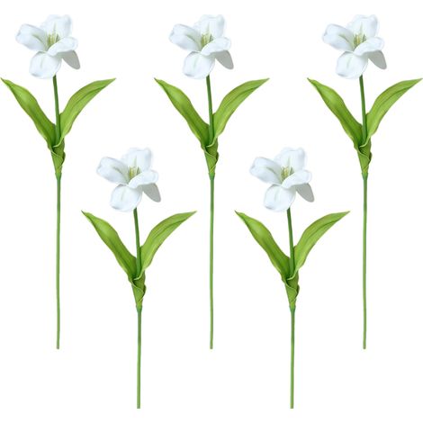 Cinq tulipes par bouquet, courbées. 【Cœur vert, blanc】Lot de 5 tulipes artificielles ouvertes en PU pour la maison, les tables à manger, les accessoires de photographie de mariage, tulipes artificiell (1/3)