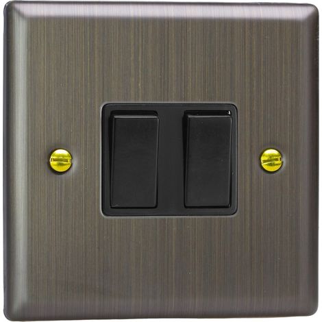 Varilight 2-Gang 10A 1- or 2-Way Rocker Switch, Antique Brass