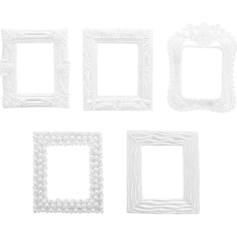 Cadres Photo en Résine Vintage Blanc 5 Pcs pour Décorations Miniatures de Jardin Design Structurel Rationnel, Accessoires Photobooth Anniversaire Plusieurs styles (1/5)