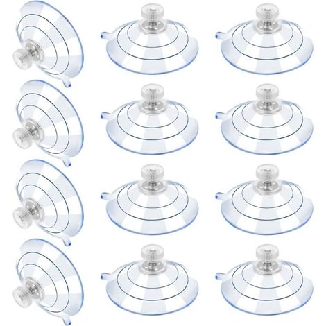 12 grandes ventouses, ventouses en plastique, ventouse anti-collision transparente, écrou à vis en caoutchouc, ventouse en métal, remplacement en PVC transparent solide avec écrou à vis (60M5-10) (1/4)