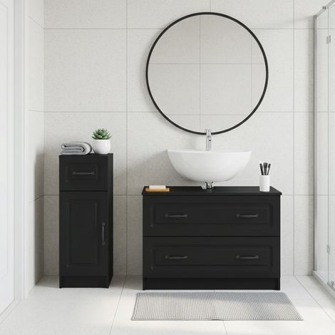 vidaXL 2 Piece Bathroom Cabinet Set UTRECHT Black Engineered Wood (1/5)