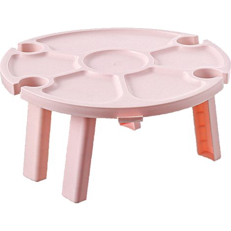 Table pliable vin portable structure robuste facile à nettoyer plateau apéritif pour randonnée parc plage rose (1/4)