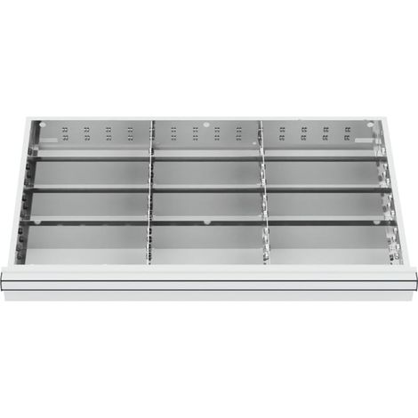 Compartimentage de tiroir STIER, séparations en métal, BLH 100/125 mm, dimensions intérieures 800x450 mm, 12 casiers, 6 x TW 275