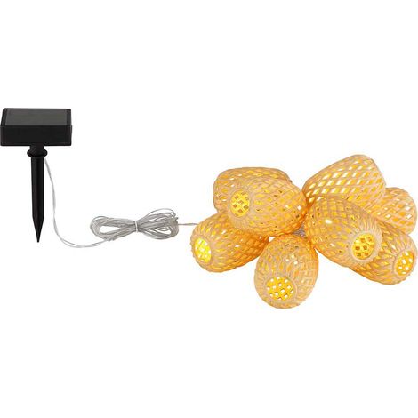 Luce solare LED luci fiabesche per esterno decorazione giardino resistente alle intemperie boho 8 fiamme, plastica, LED bianco caldo, L 650 cm
