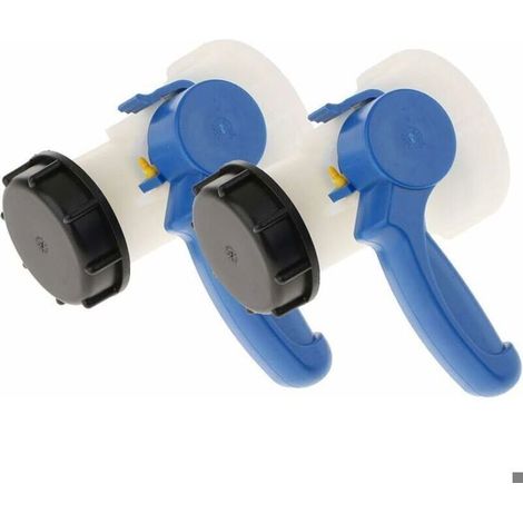2X Vanne Papillon en PP avec Écrou de 62mm Adaptateur pour Cuve IBC 1000 litres (1/4)