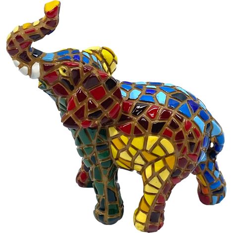 Elefant S aus Harzmosaik – Bunte Dekorationsfigur