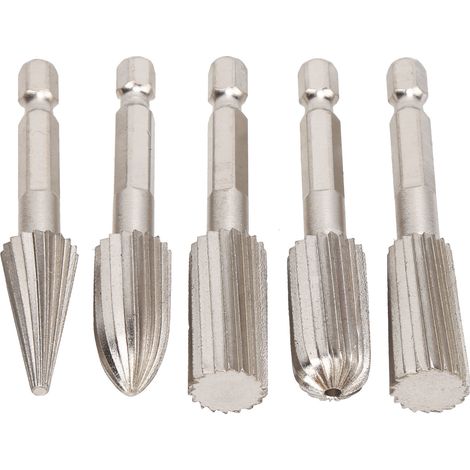 5 Pièces Lime Rotative 1/4 Pouce Double Taille Métal Set de Fraises pour Sculpture et Polissage (1/5)