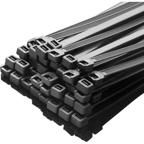 Kabelbinder 100 Stück Schwarz 300mm x 7.6mm UV-beständig 75kg Zugfestigkeit (1/5)
