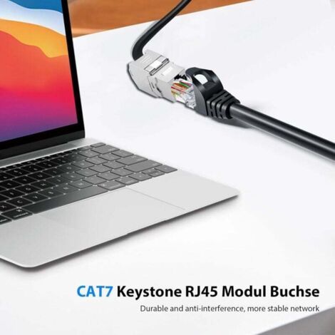 NALOOKAMIC Keystone Lot de 8 modules de connecteur RJ45 Cat 7 – Tool-Free CAT7, CAT6, CAT6a RJ45 Keystone Jack, fiche réseau sans outil, STP Shielded, 10 Gbit/s, 1000 MHz pour panneaux de brassage et 