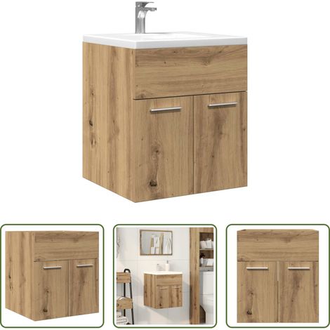 vidaXL Holz Schrank - Waschbeckenschrank Artisan-Eiche 41x38,5x46 Holzwerkstoff (1/5)