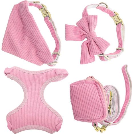 Conjunto de collar y arnés para perros pequeños (5 piezas): arnés tipo chaleco y correa. (1/5)