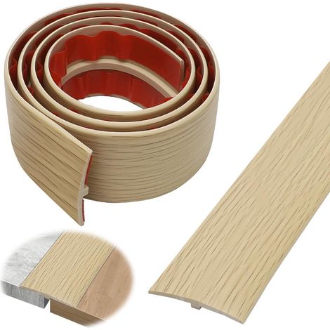 Profil de transition autocollant de 1M 5CM, bande de seuil en PVC, bande de transition profil en T, bande de compensation de hauteur pour parquets stratifiés, seuils (1/5)