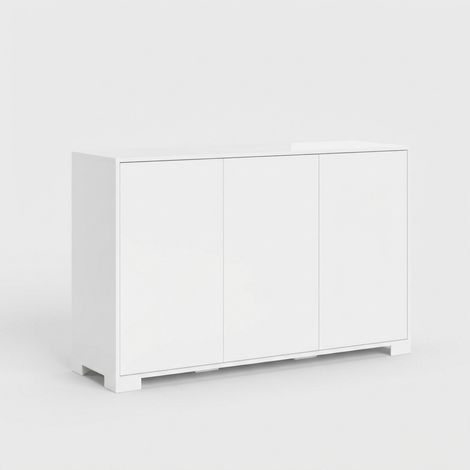 Aparador moderno 3 puertas para salón comedor cocina 130x40x83 Lumina - Blanco brillante (1/3)