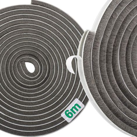 Bande auto-adhésive de brosse de joint de porte et de fenêtre de 6 m, anti-bruit et anti-poussière coupe-vent, 9 x 15 (1/5)