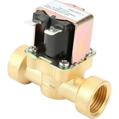 Électrovanne normalement fermée DN15 G1/2, corps en laiton et cuivre, 12V DC, pour eau. (1/5)