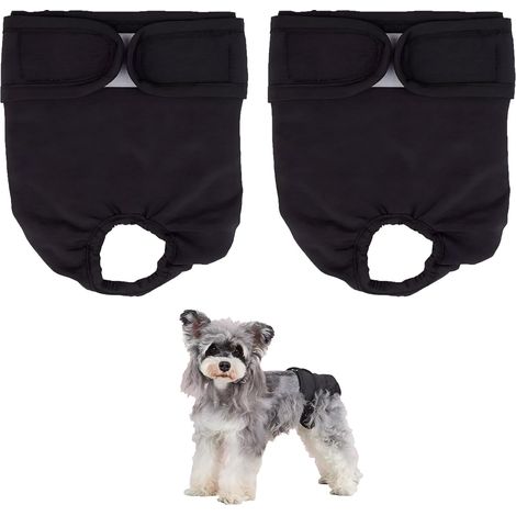 Lot de 2 couches réutilisables pour chien, pantalon menstruel lavable pour chiens femelles, pantalon de saison pour chien, couche hygiénique pour chiot, pour incontinence moyenne (taille M) (1/5)