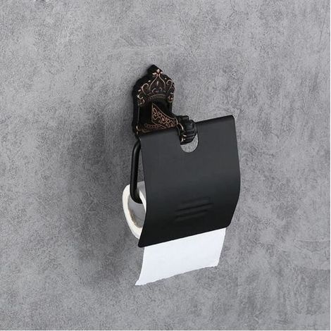Porte-papier hygiénique noir antique poinçon gratuit porte-papier hygiénique mural porte-papier hygiénique rétroConvient pour la salle de bain (1/3)