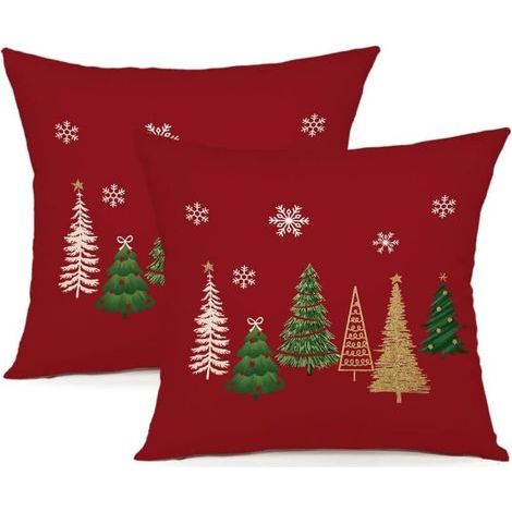 Housse de Coussin Noel 45x45 Lot de 2 Housse Coussin Noel Deco Noel Polyester Taie d'oreiller pour Chambre, Nanapé, Chaise, Lit Decoration Noel 45 x 45 cm (1/5)