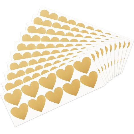 Adesivi a forma di cuore da grattare, 60x70 mm, colore oro, confezione da 100 pezzi