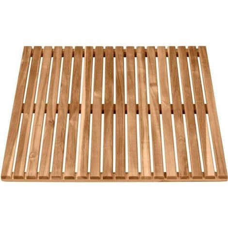 Caillebotis de douche , Sortie de piscine, sauna, Avec pieds antidérapants, Usage intérieur ou extérieur, Acacia Certifié FSC®, 55x55cm, Marron (1/5)