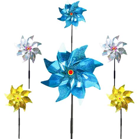 6 Moulin à vent, Réflecteur lumière, PVC résistant, Anti-oiseaux, Jardin, Balcon, Verger (1/5)